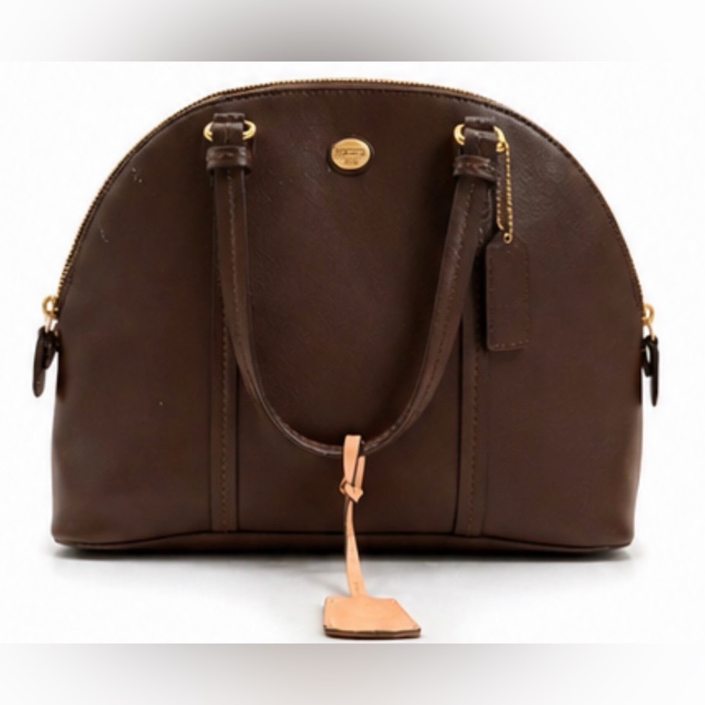 Coach Brown Leather Dome Satchel F25671 Gold Hardware Classic Shoulder Bag